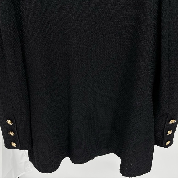 St. John Collection Santana Knit Blazer Suit Set Size 14 Black Gold Buttons - Picture 8 of 11
